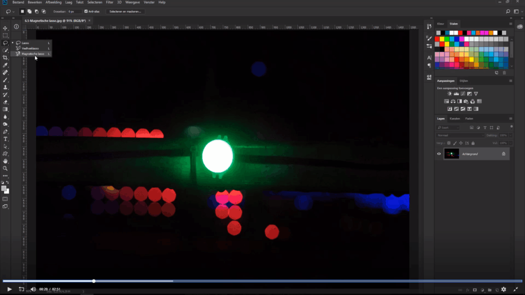 Werken met de magnetische lasso tool: stap 1