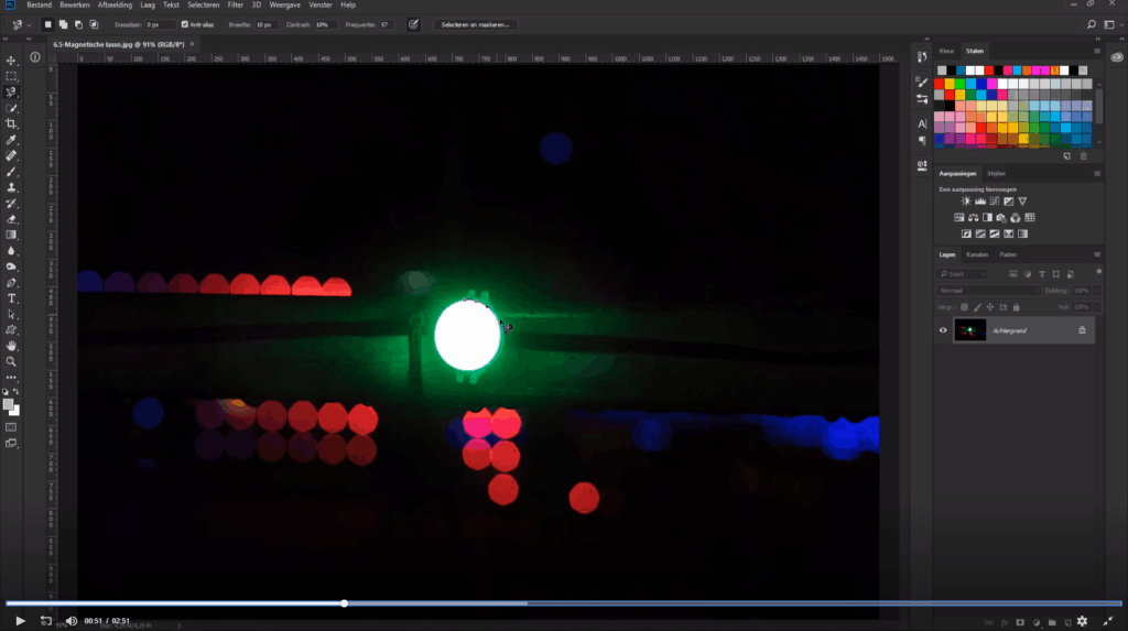 Werken met de magnetische lasso tool: stap 2